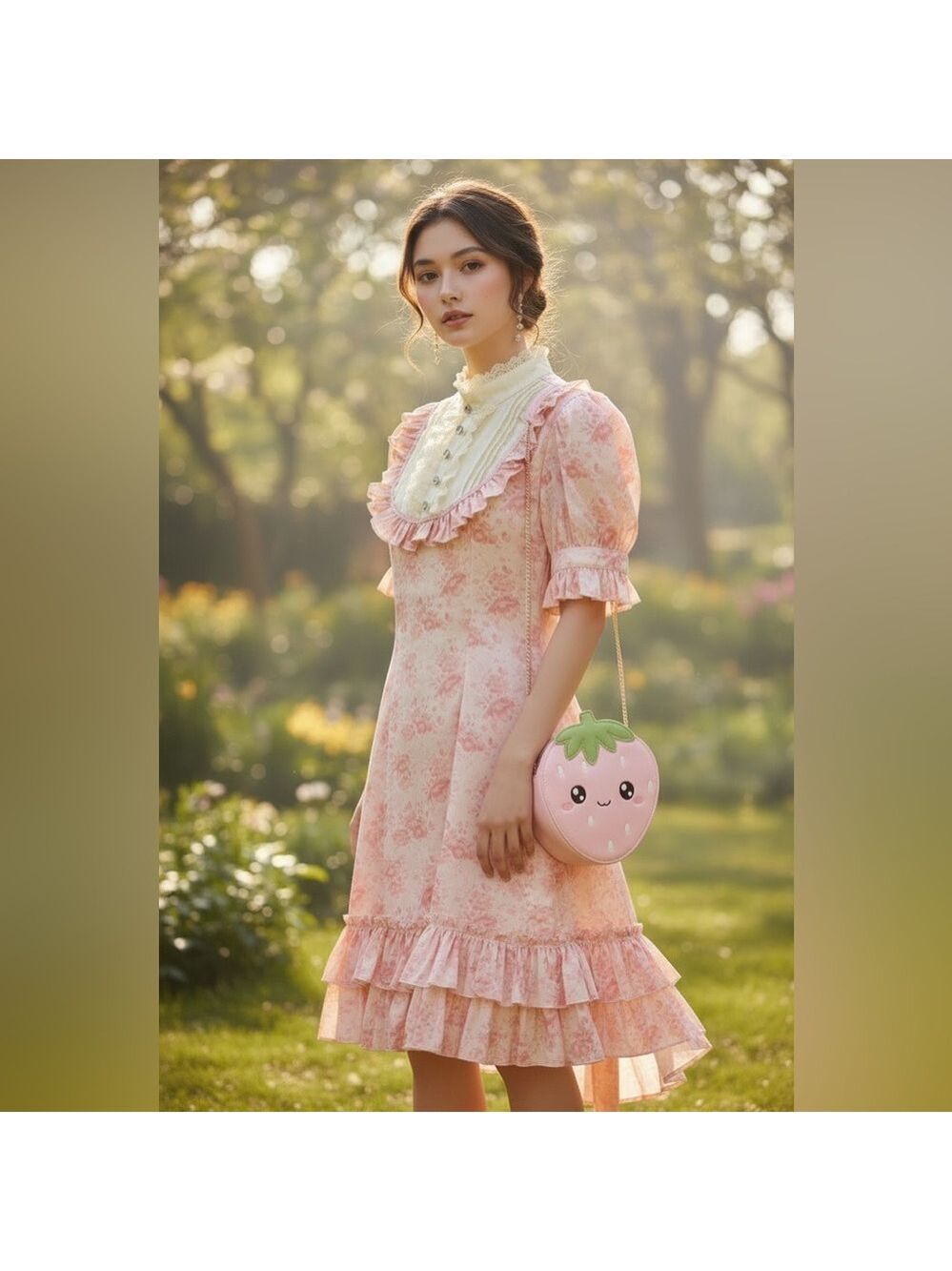 Bodyline Sweet Lolita Pink Floral OP Dress 2L Harajuku J-Fashion Kawaii 2011 New - Picture 3 of 16